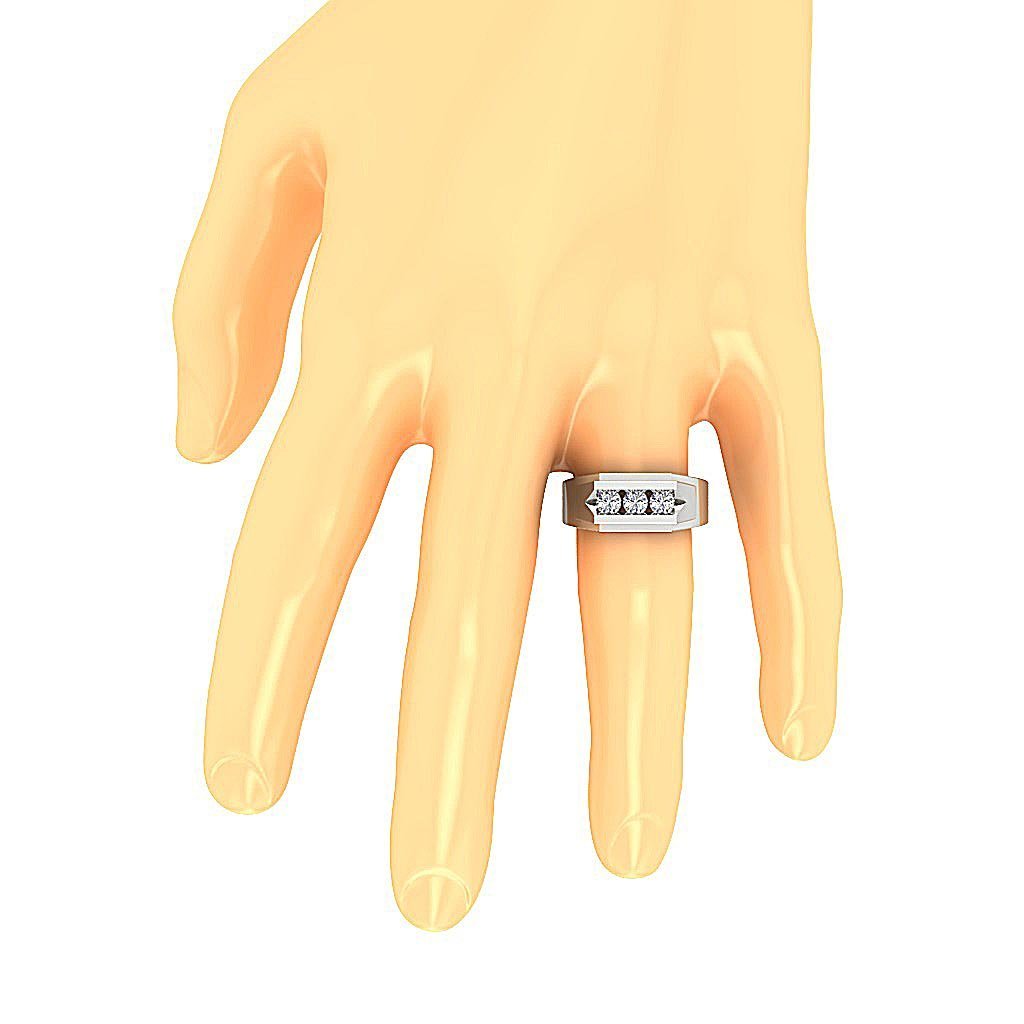SI1/I1 G 0.50Ct 14k Solid Gold Mens Wedding Ring Natural Diamonds Channel Set Width 6.90MM