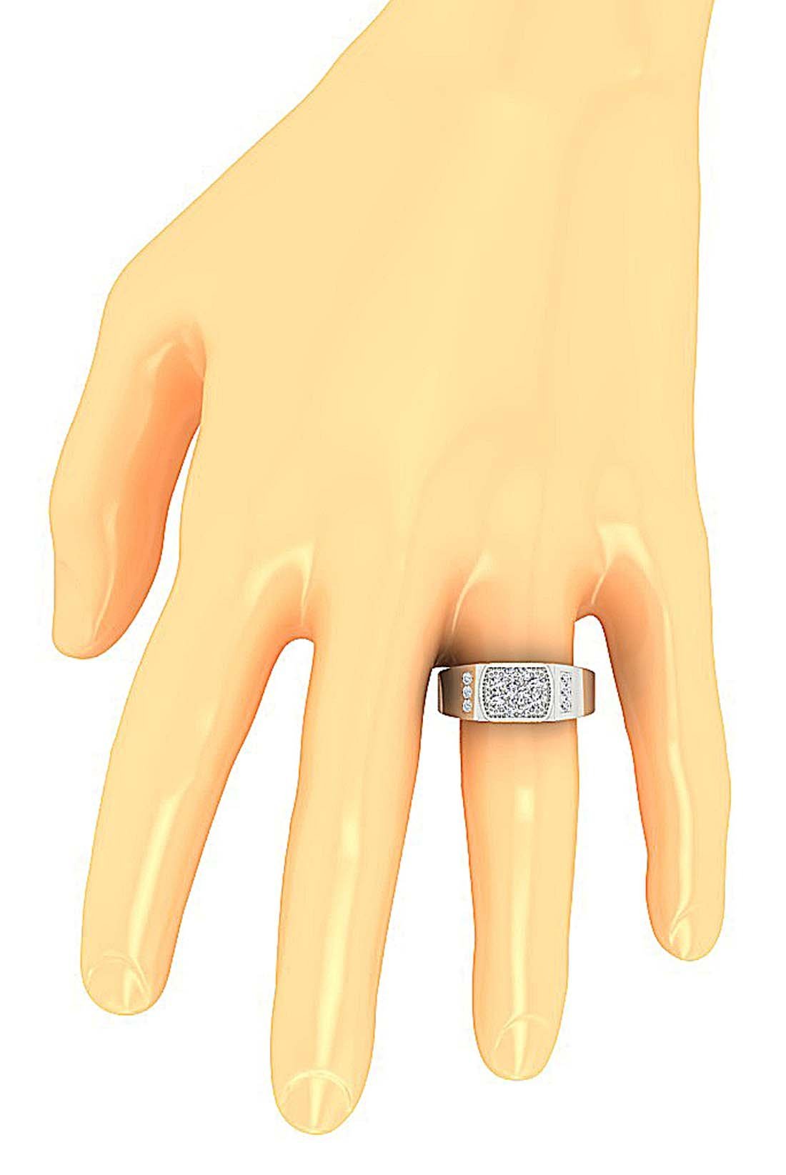 SI1/I1 G 0.90Ct 14k Solid Gold Mens Anniversary Ring Natural Diamond Prong Channel Set Width 8.60MM