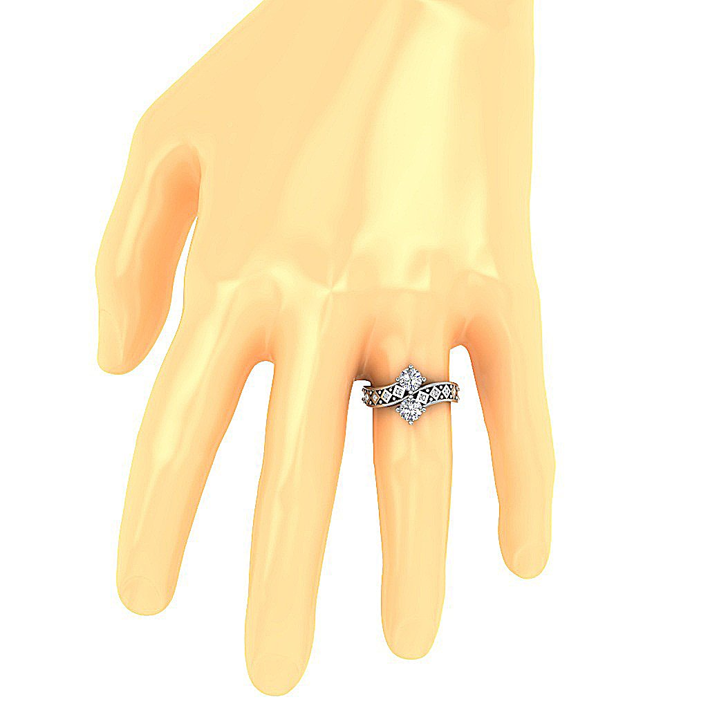 Prong Bezel Set Forever Us Solitaire Two Stone Wedding Ring Genuine Diamond SI1 G 1.15 Ct