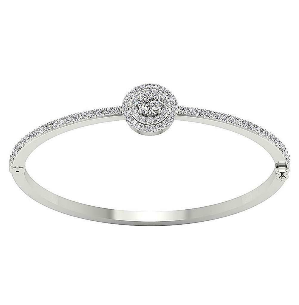 Diamond Bangles 14k/18k White Yellow Rose Gold SI1/I1 G 2.25Ct Natural Diamonds