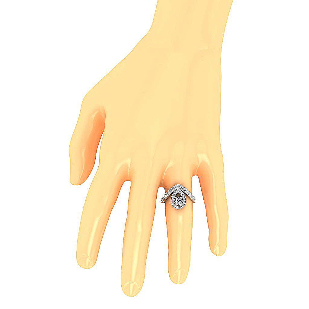 Drop Solitaire Wedding Set I1 G 1.40 Carat Round Cut Diamond 14K Rose Gold