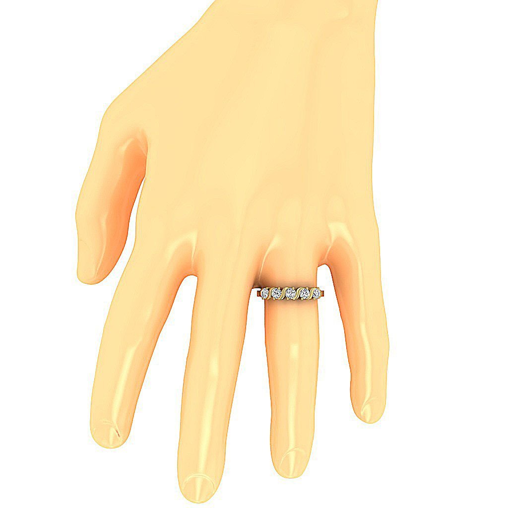 Natural Diamond Designer Five Stone Engagement Ring SI1 G 1.00 Ct 14k Solid Gold Prong Bar Set