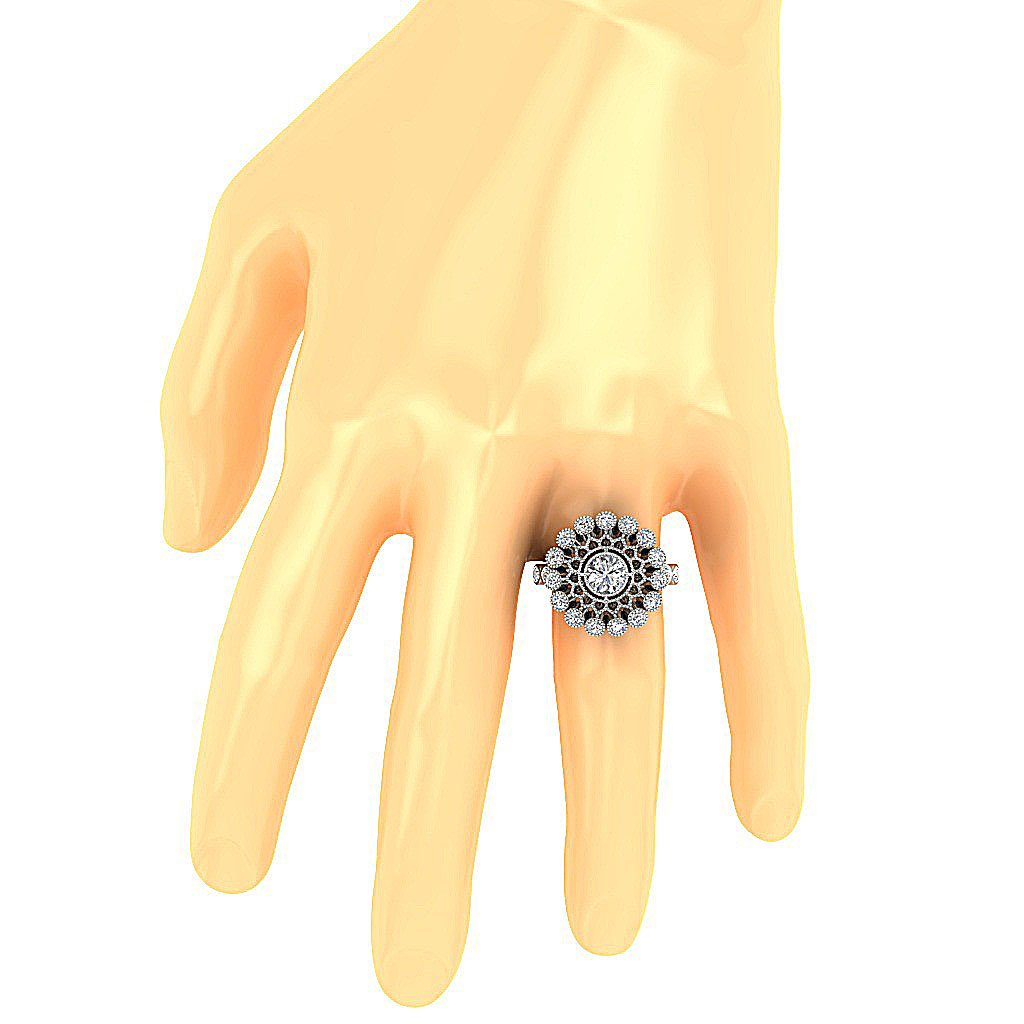 Halo Solitaire Anniversary Ring Round Diamond I1 G 3.15 Ct 14k White Yellow Rose Gold Bezel Set