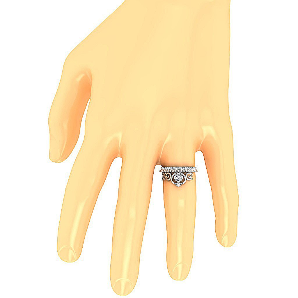 Designer Solitaire Bridal Ring Set Prong & Bezel Set I1 G 0.80 Ct Round Cut Diamond