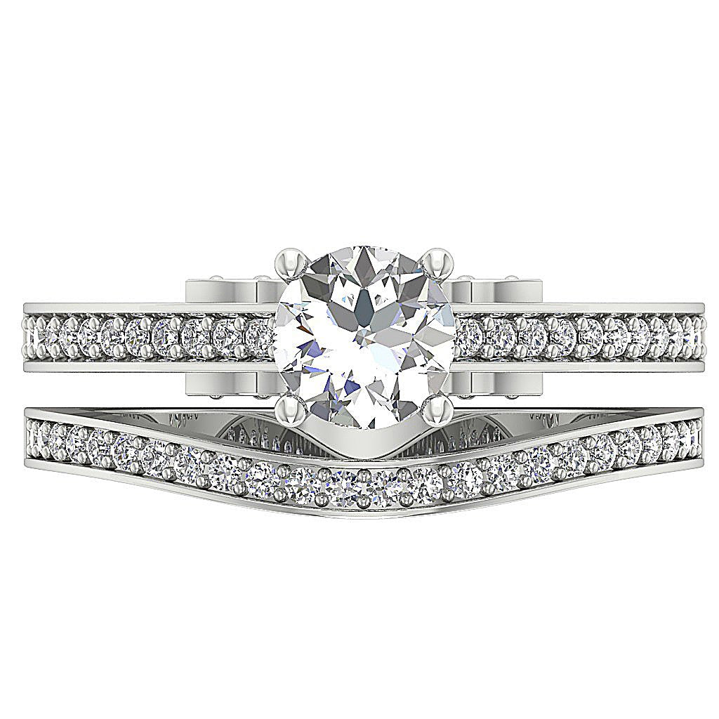 Couples Wedding Ring Sets Round Cut Diamond I1 G 1.10 Ct Prong Set 14k Gold