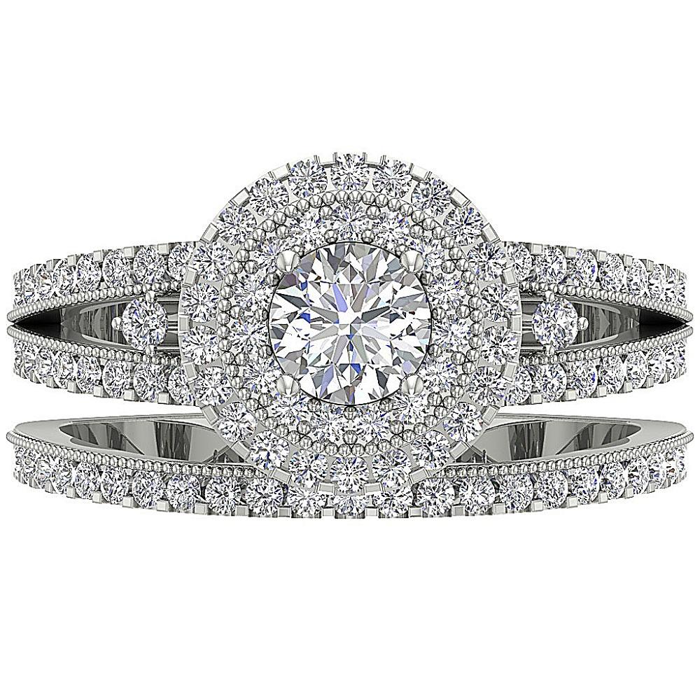 Diamond14kWhiteGoldDoubleHaloWeddingRing