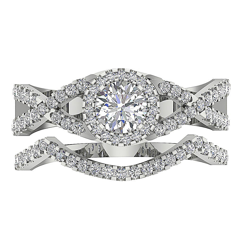 Designer Halo Solitaire Anniversary Ring Set I1 G 1.30 Ct Natural Diamond