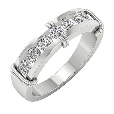 Mens Engagement Ring SI1/I1 G 1.10 Ct 14k Solid Gold Natural Diamond Channel Set Width 6.35MM