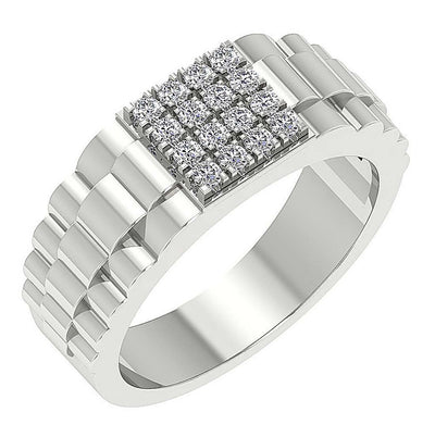 Mens Wedding Ring SI1/I1 G 0.55Ct 14k Solid Gold Round Diamond Prong Set Width 9.10MM