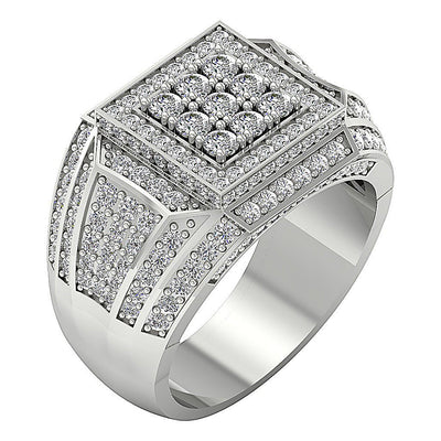 14k Solid Gold SI1/I1 G 2.55Ct Mens Wedding Ring Natural Diamond Prong Set Width 15.30MM