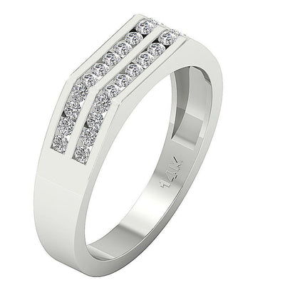 SI1/I1 G 0.60Ct Mens Wedding Ring 14k Solid Gold Natural Diamonds Channel Set Width 5.00MM