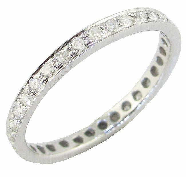 I1 G 0.55 Ct Stackable Eternity Wedding Ring Genuine Diamond 14k Yellow Gold Pave Set