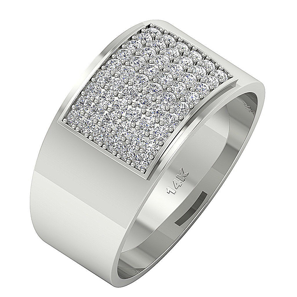 14k Solid Gold Mens Anniversary Ring SI1/I1 G 1.00Ct Natural Diamonds Pave Set Width 12.85MM