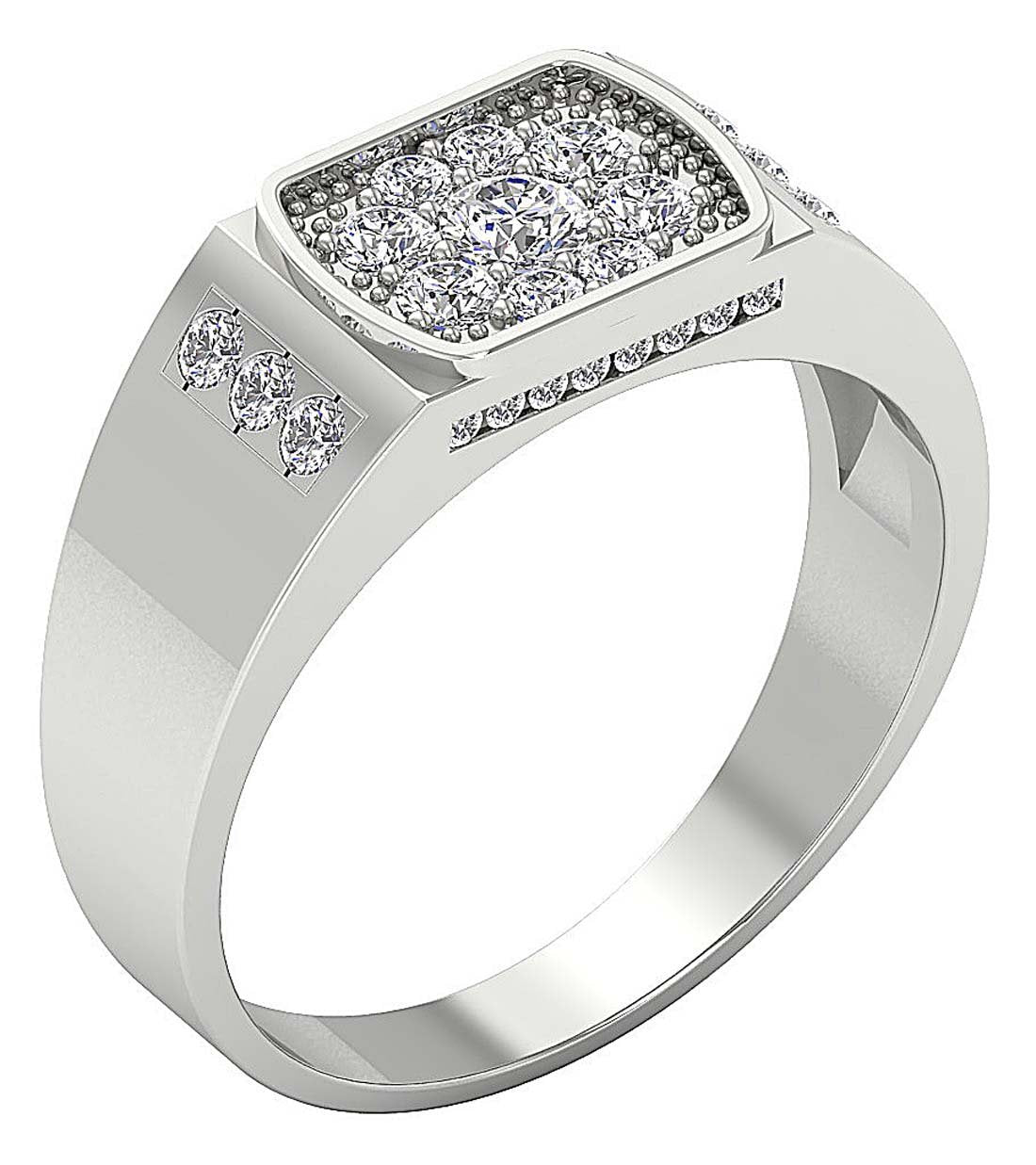 SI1/I1 G 0.90Ct 14k Solid Gold Mens Anniversary Ring Natural Diamond Prong Channel Set Width 8.60MM