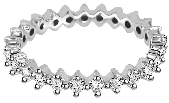 Stackable Eternity Wedding Ring Genuine Diamond SI1 G 0.55 Ct 14k Solid Gold Prong Set