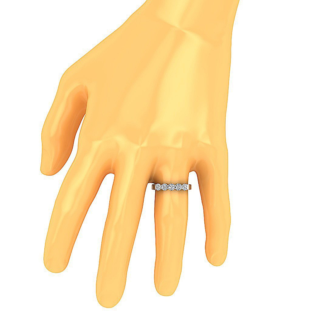 2.00 MM Five Stone Wedding Ring SI1 G 1.00 Ct Genuine Diamond 14k Rose Gold Prong Set