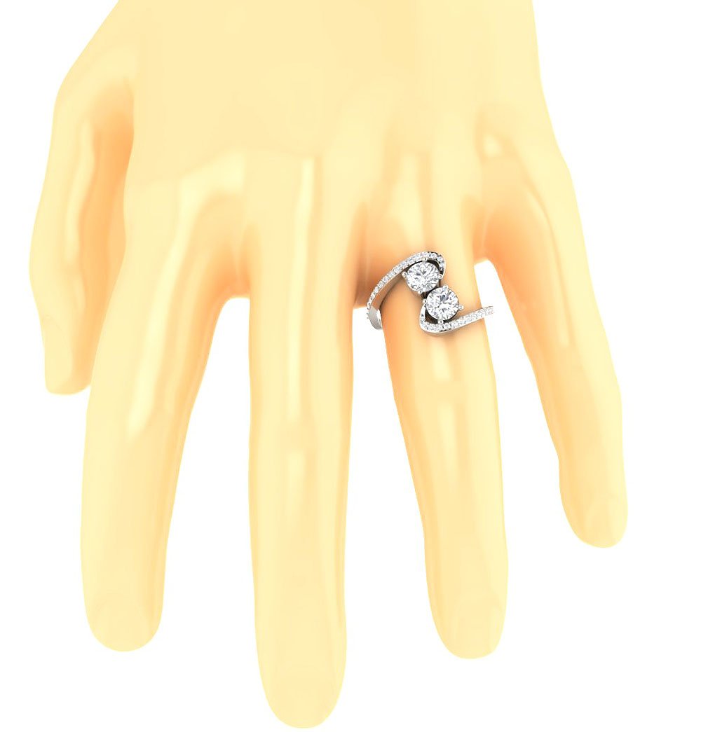 Prong Set Forever Us Two Stone Solitaire Anniversary Ring Round Diamond I1 G 1.60 Ct 14k White Gold