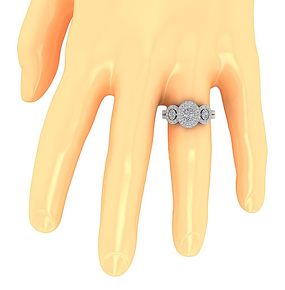 Solitaire Double Halo Engagement Ring Natural Diamond SI1 G 1.40 Ct 14k Solid Gold Prong Set