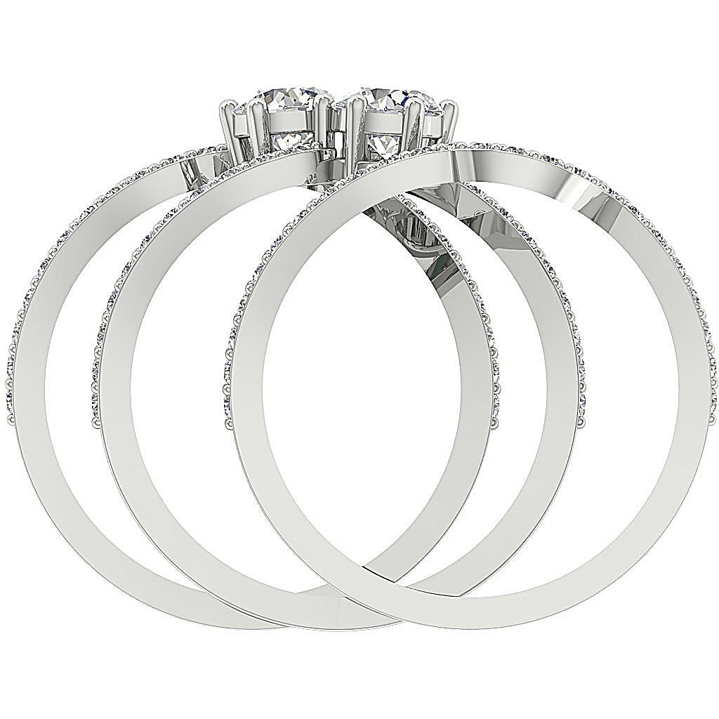 Genuine Diamond Forever Us Two Stone Designer Wedding Ring SI1 G 2.00 Ct Prong Set