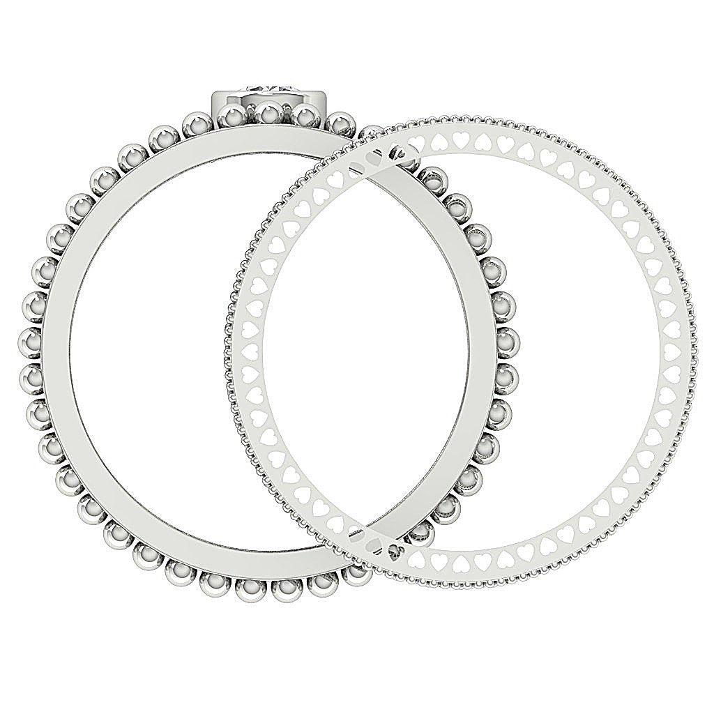 Designer Solitaire Bridal Ring Set Prong & Bezel Set I1 G 0.80 Ct Round Cut Diamond