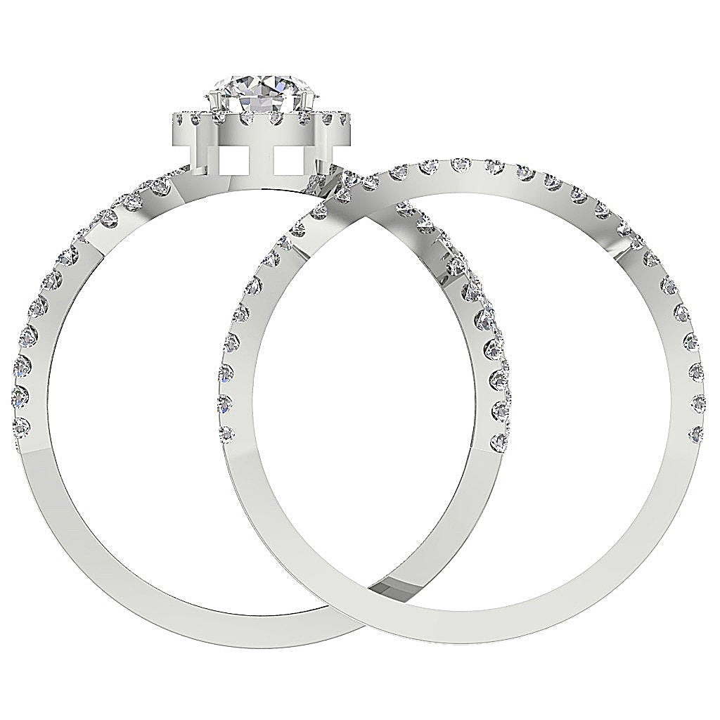 Designer Halo Solitaire Anniversary Ring Set I1 G 1.30 Ct Natural Diamond