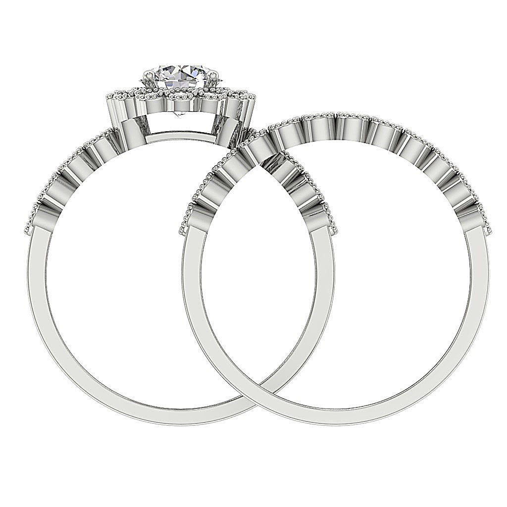 Matching Pomise Rings For Couples Round Cut Diamond I1 G 1.50 Ct Bezel Set 14K Gold