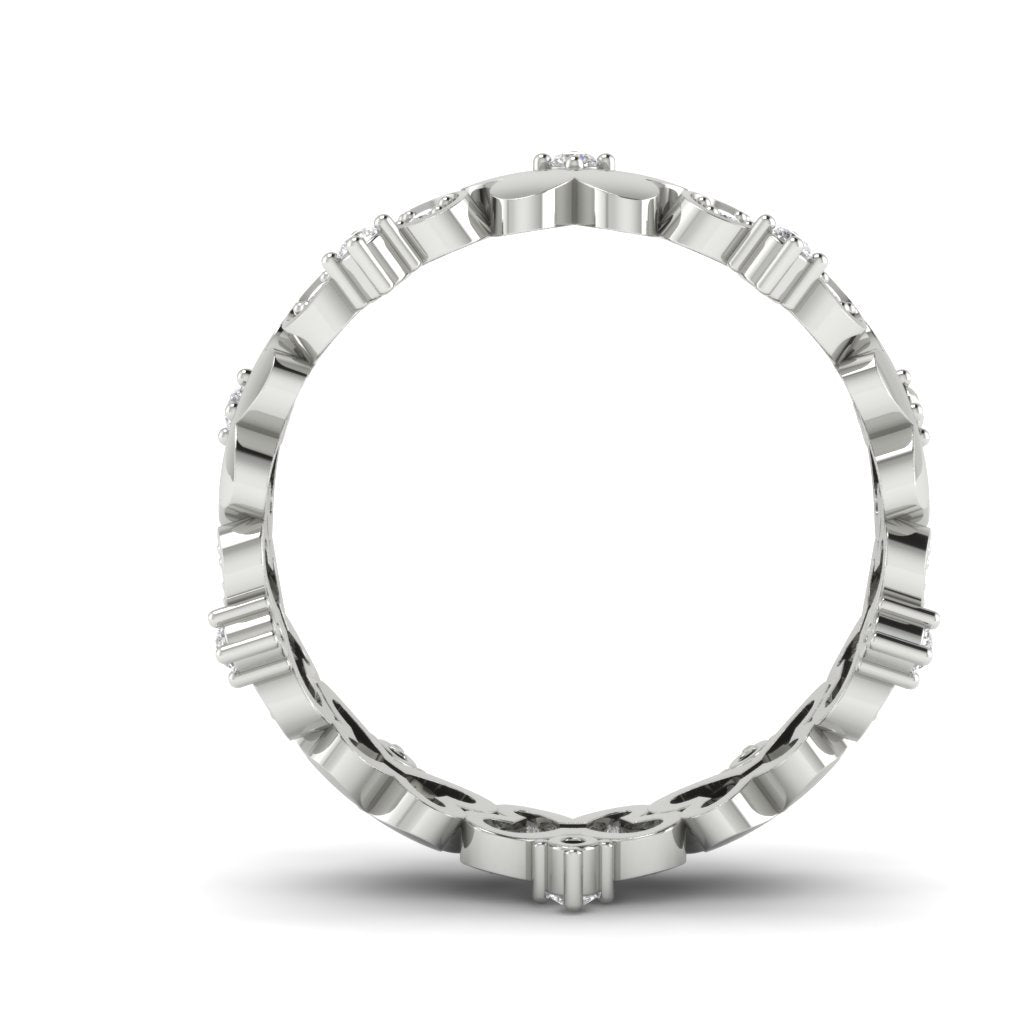6.40 MM Vintage Wedding Eternity Ring I1 G 0.50ct Genuine Diamond 14k White Gold Prong Set
