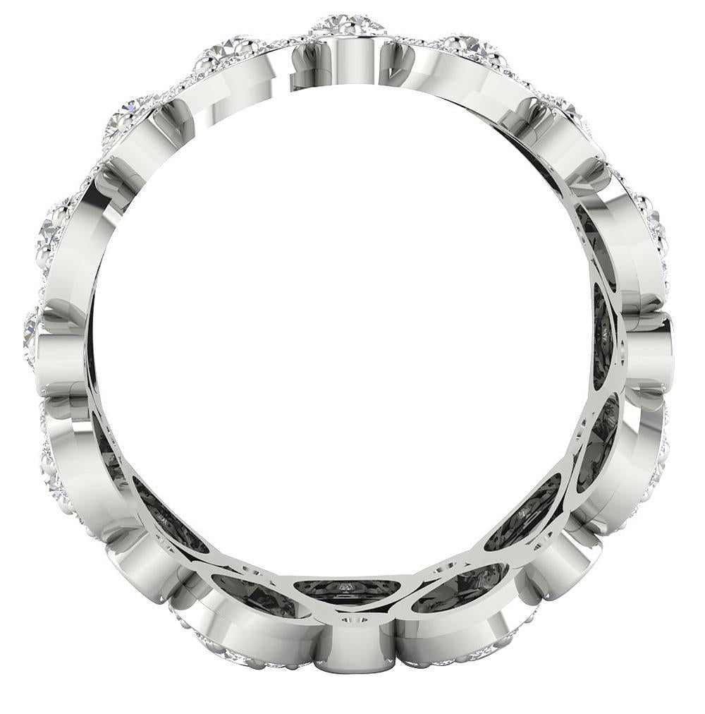 Round Diamond I1 G 3.10 Ct Eternity Anniversary Ring 14k White Gold Prong Bezel Set