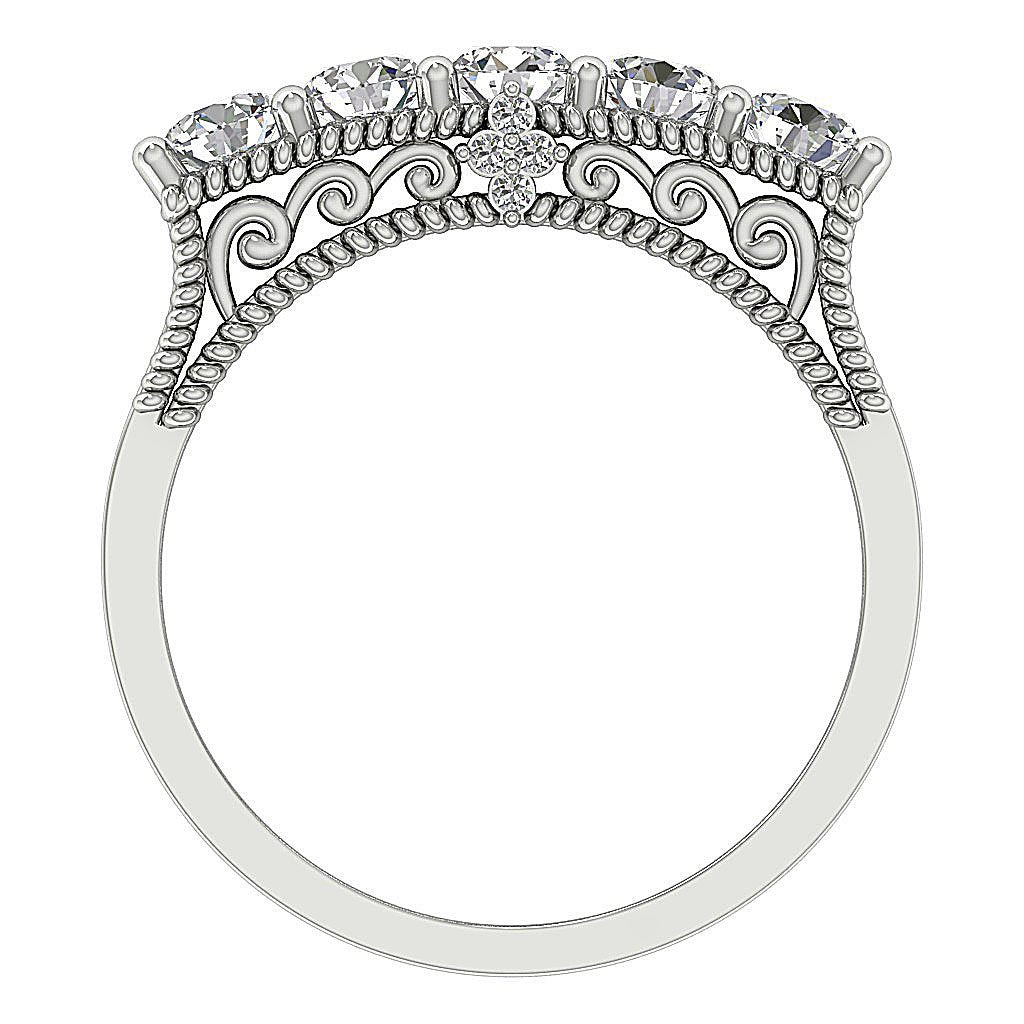 Designer Five Stone Wedding Ring Genuine Diamond I1 G 1.00 Ct 14k Rose Gold Prong Set