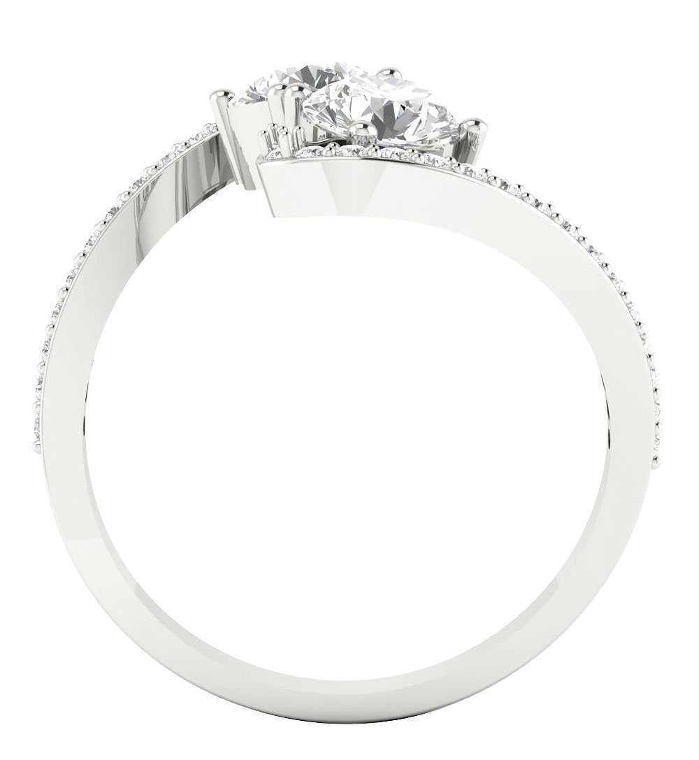 Prong Set Forever Us Two Stone Solitaire Anniversary Ring Round Diamond I1 G 1.60 Ct 14k White Gold