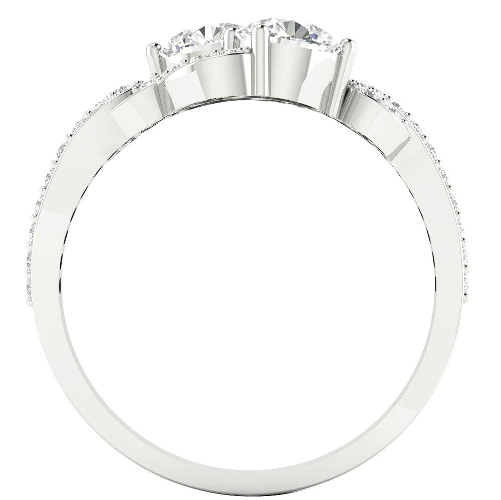 Prong Set Forever Us Two Stone Solitaire Engagement Ring SI1 G 1.35 Ct Natural Diamond 14k Solid Gold