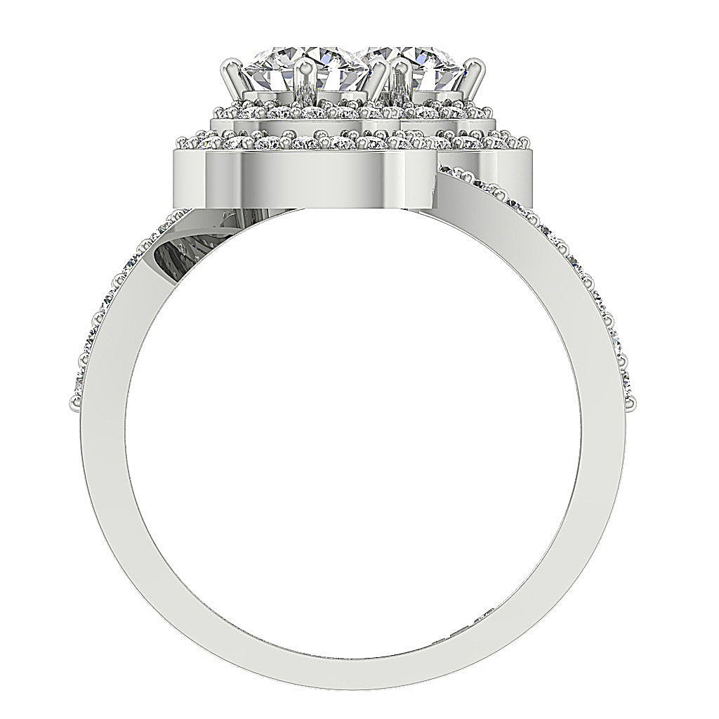 Natural Diamond Forever Us Two Stone Double Halo Solitaire Engagement Ring I1 G 2.00 Ct