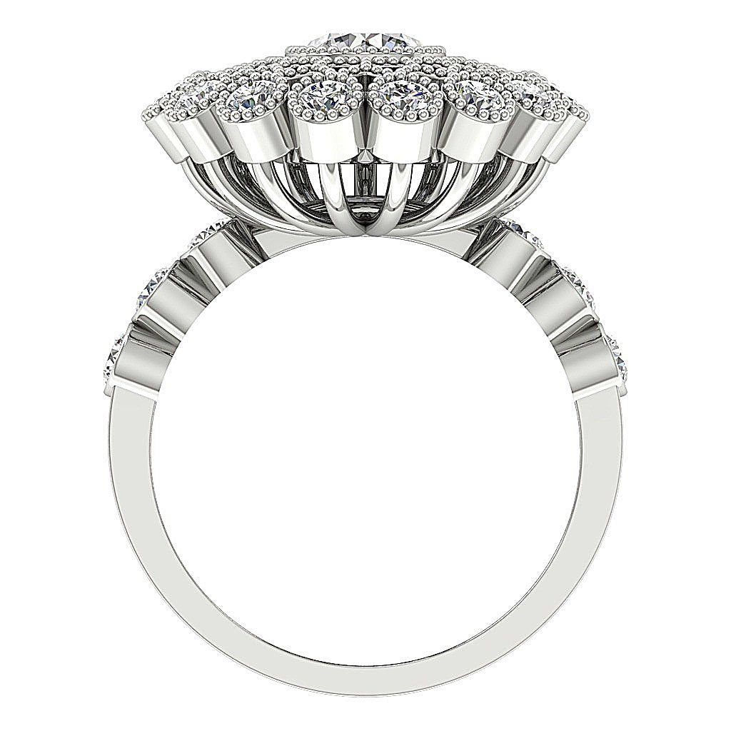 Halo Solitaire Anniversary Ring Round Diamond I1 G 3.15 Ct 14k White Yellow Rose Gold Bezel Set