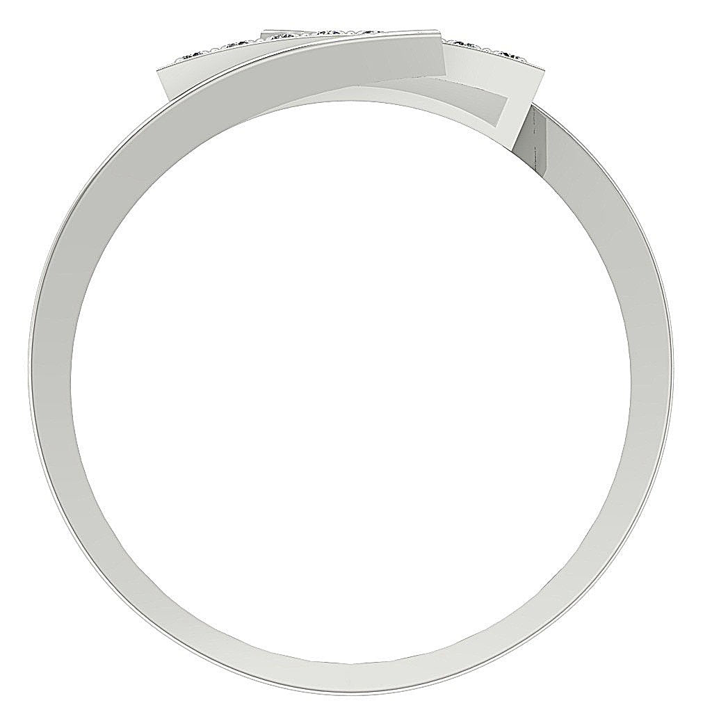 14k White Gold Designer Right Hand Anniversary Ring Round Diamond SI1 G 0.60 Ct Prong Set