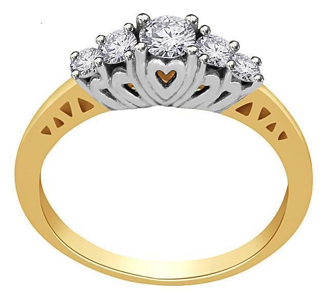 Genuine Diamond Designer Five Stone Wedding Ring I1 G 0.50 Ct 14k White Yellow Rose Gold Prong Set