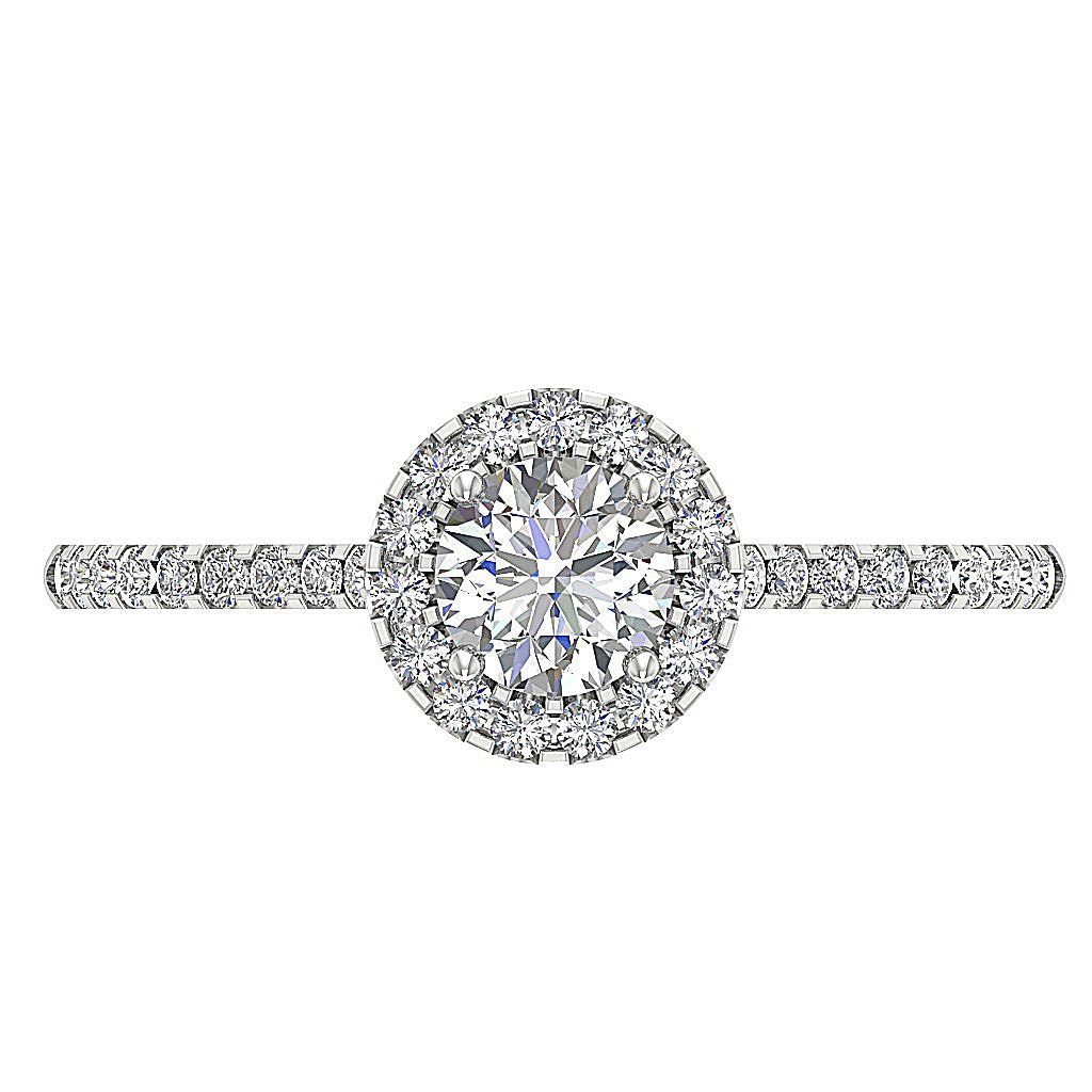 Halo Solitaire Wedding Diamond Ring 14k Solid Gold Prong & Pave Setting I1 G 1.10 Ct