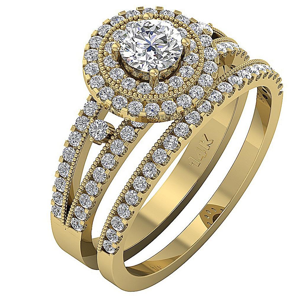 DoubleHaloWeddingRing14kYellowGold