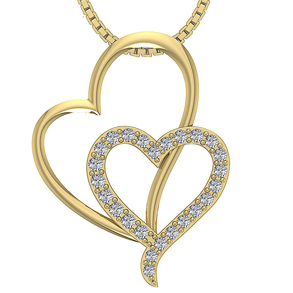 The Ezequiel Unique Gold Diamond Heart Pendant Pave Set