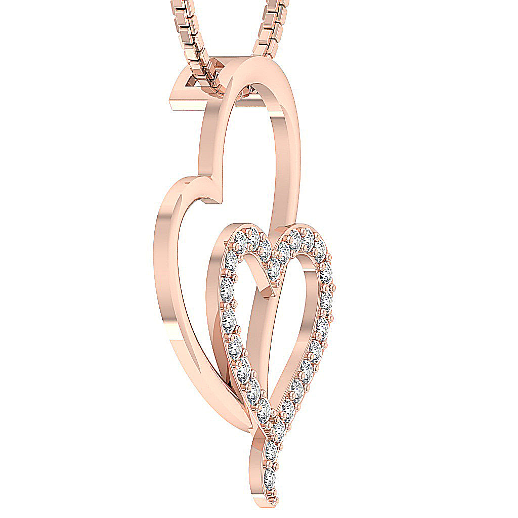 The Ezequiel Unique Gold Diamond Heart Pendant Pave Set