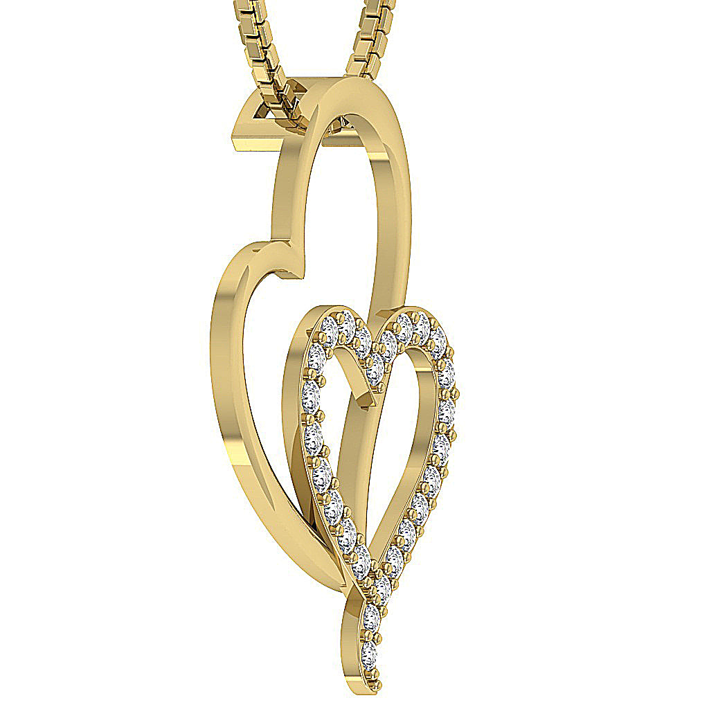 The Ezequiel Unique Gold Diamond Heart Pendant Pave Set