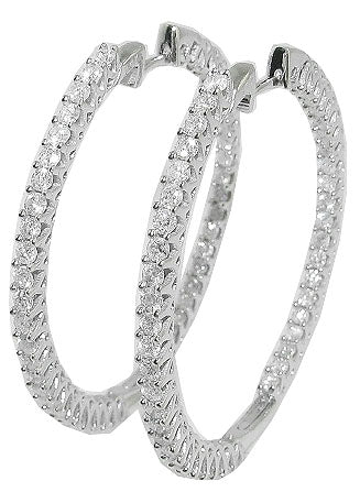 The Theo 3.20 Carat Round Cut Diamond In OutSide Hoop Earring For Women 14K Solid Gold