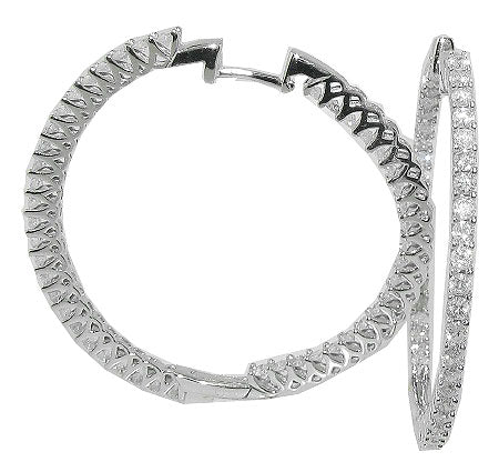 The Theo 3.20 Carat Round Cut Diamond In OutSide Hoop Earring For Women 14K Solid Gold