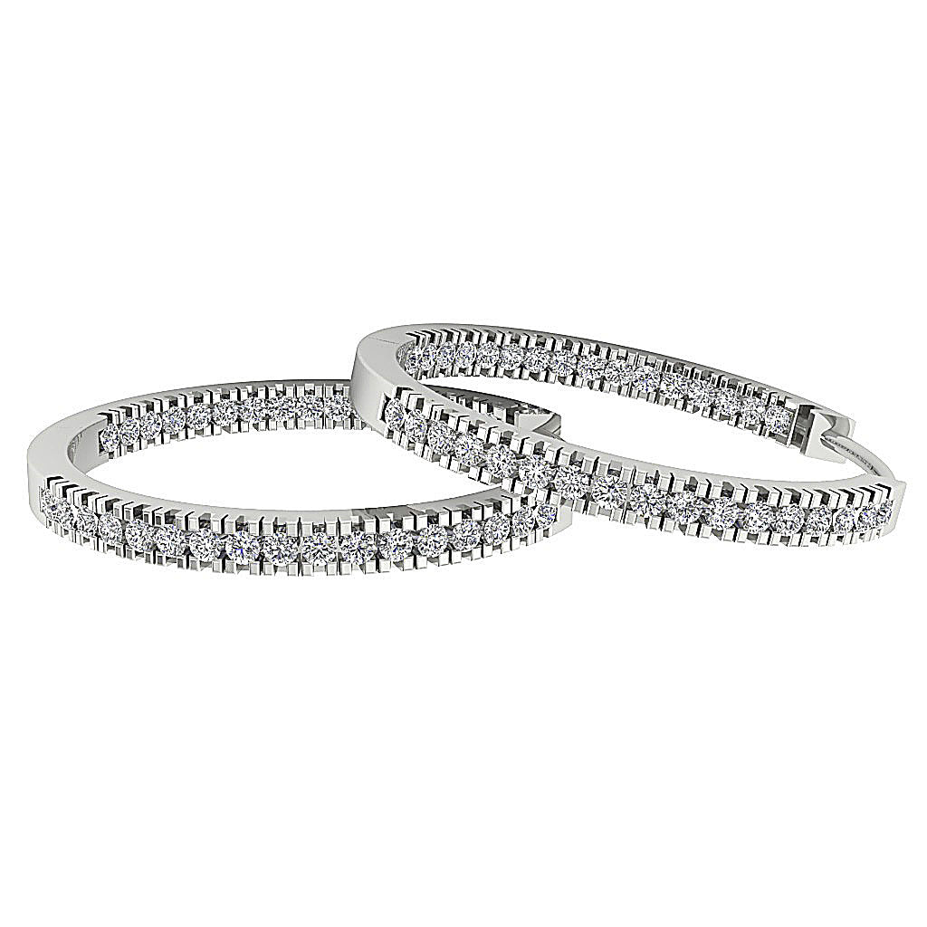 The Jordan Inside Outside Natural Diamond Hoops Earring 14K White Yellow Rose Gold