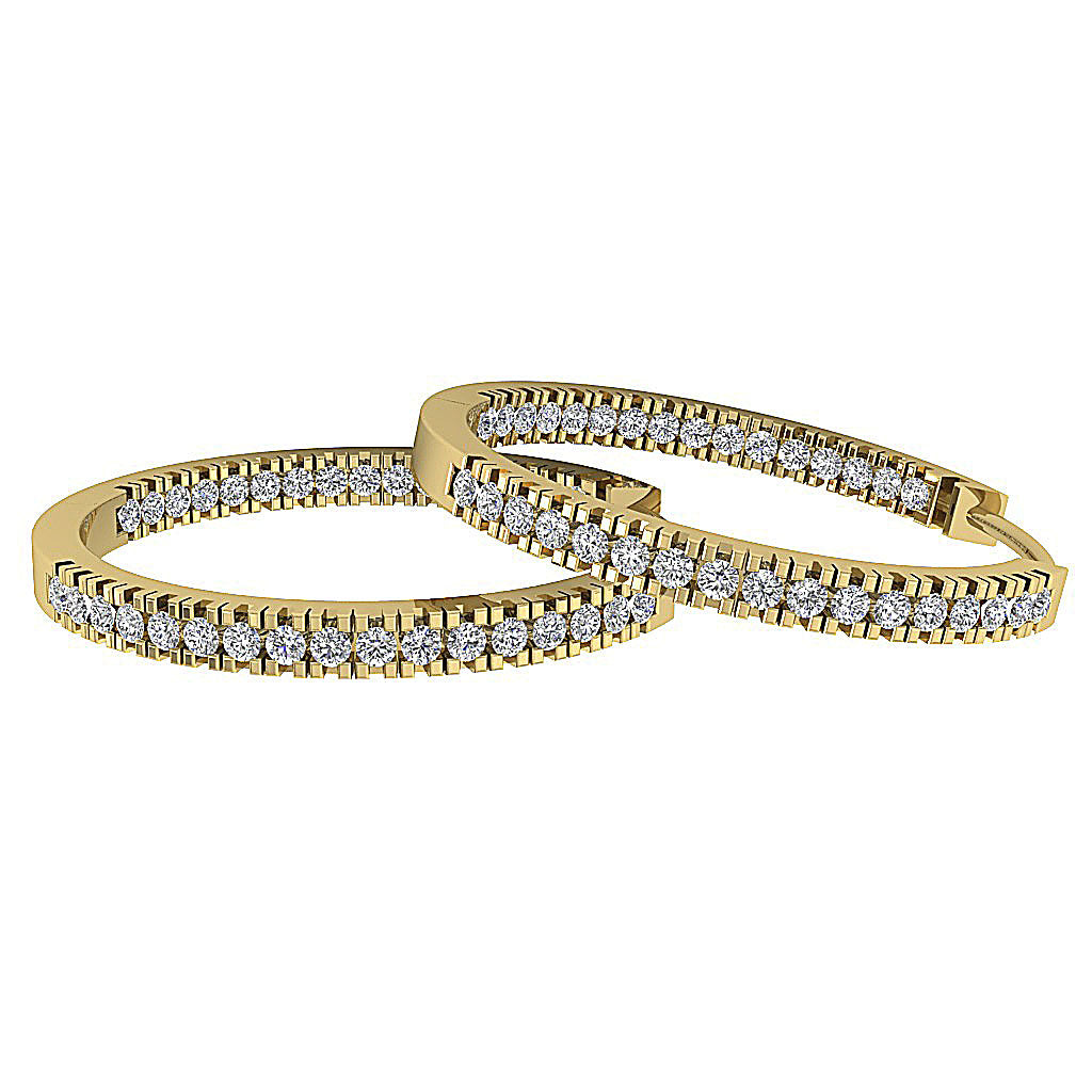 The Jordan Inside Outside Natural Diamond Hoops Earring 14K White Yellow Rose Gold