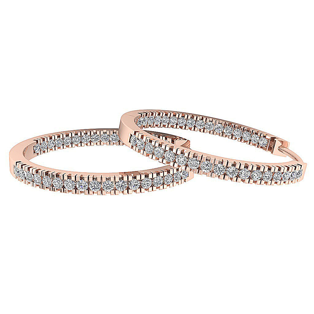 The Jordan Inside Outside Natural Diamond Hoops Earring 14K White Yellow Rose Gold