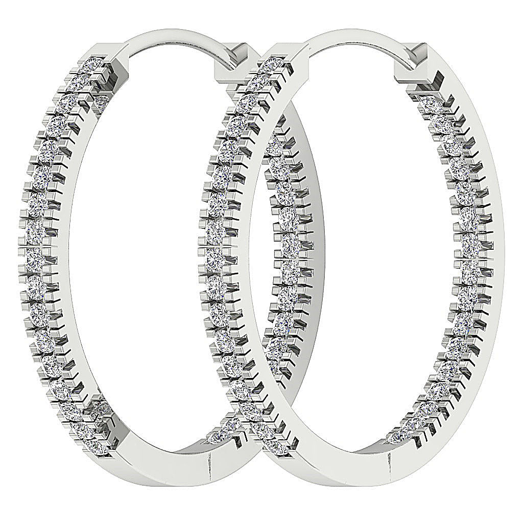 The Jordan Inside Outside Natural Diamond Hoops Earring 14K White Yellow Rose Gold