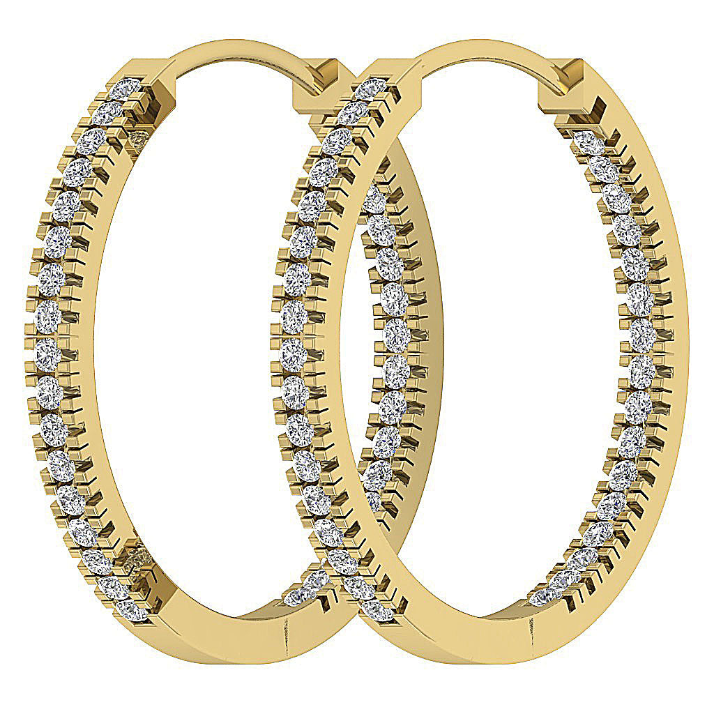 The Jordan Inside Outside Natural Diamond Hoops Earring 14K White Yellow Rose Gold