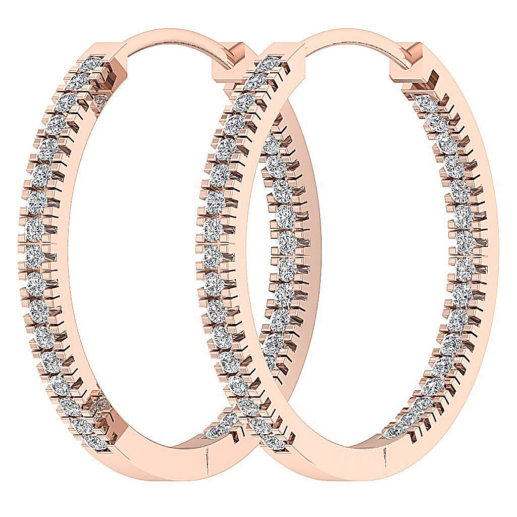 The Jordan Inside Outside Natural Diamond Hoops Earring 14K White Yellow Rose Gold