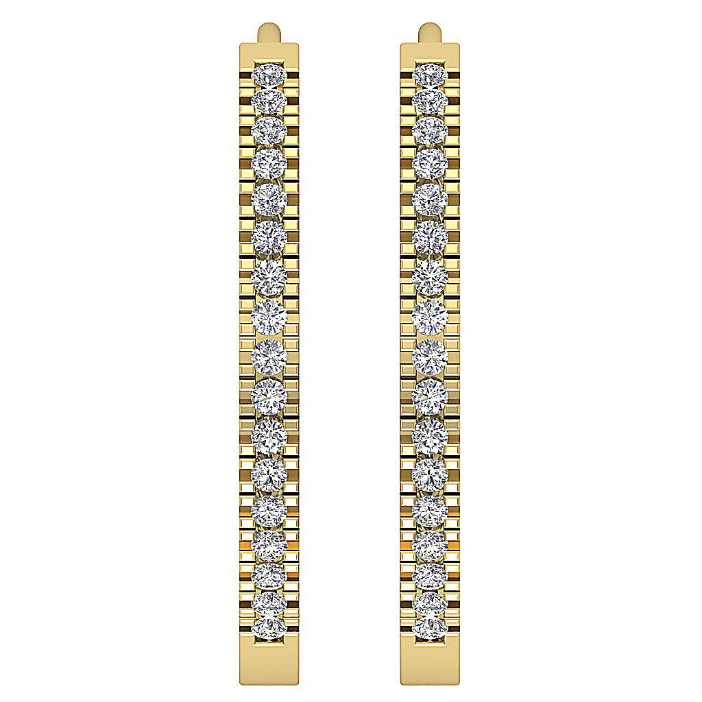 The Jordan Inside Outside Natural Diamond Hoops Earring 14K White Yellow Rose Gold