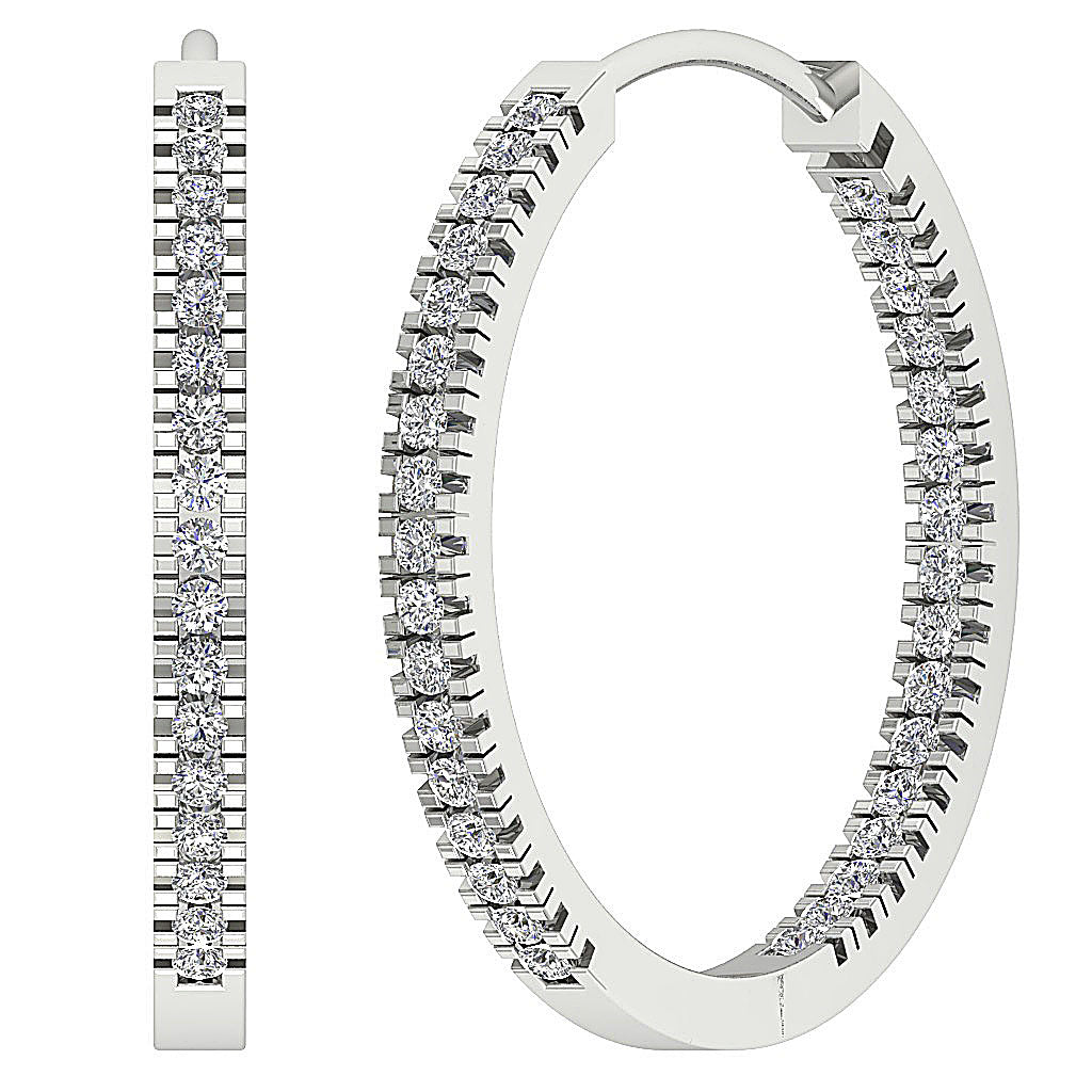 The Jordan Inside Outside Natural Diamond Hoops Earring 14K White Yellow Rose Gold